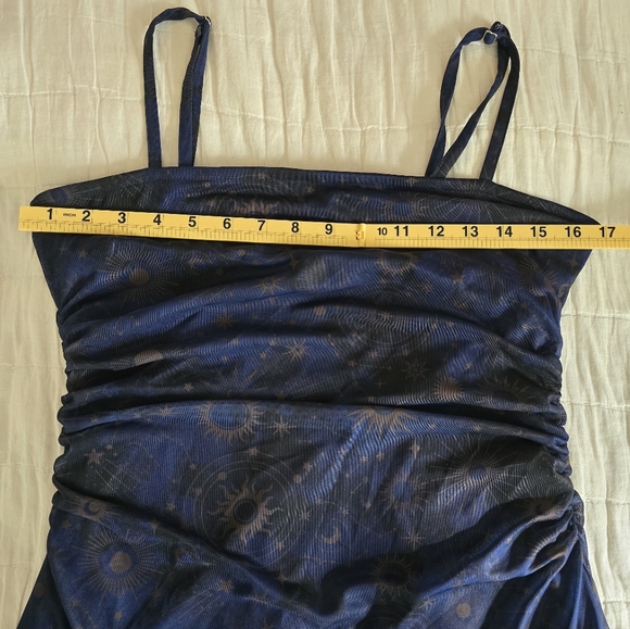 Hot Topic Cosmic Aura Celestial Ruched Cami Dress L Navy Blue Astrology Witchy - Picture 7 of 8